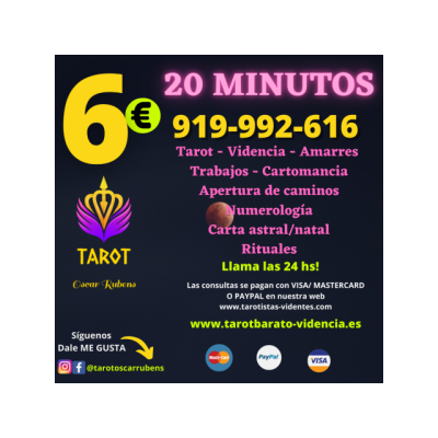 Tarot Visa del Amor Económico/Esotérico *6 € los 20 min*