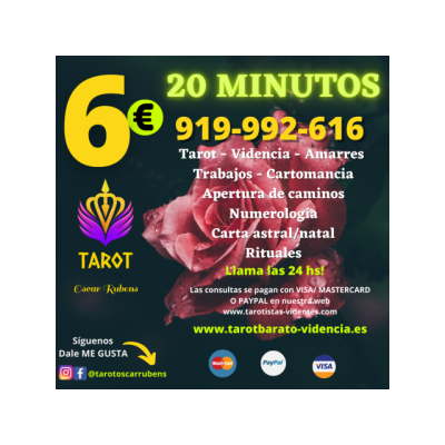 Tarot barato la consulta a *6 € los 20 min*con ARIZZA