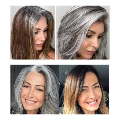 Modelo de peluquería con canas