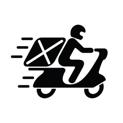 repartidor en moto o bicicleta eléctrica