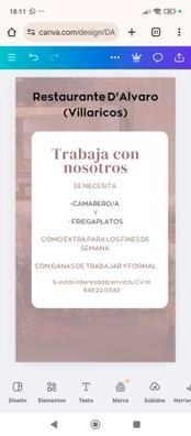 Un puesto de camarero y uno friegaplatos