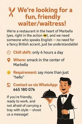 ?️ ¡Buscamos camarero/a waiter/waitress