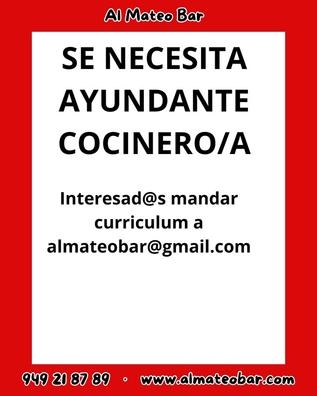 SE NECESITA AYUDANTE DE COCINERO/A