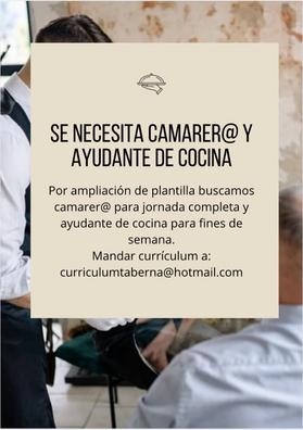 Puesto de camarer@ y ayudante de cocina