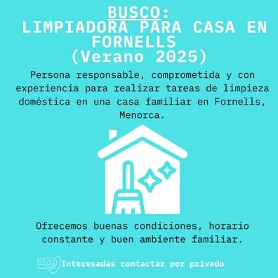 ? Se busca limpiadora para casa en Forn