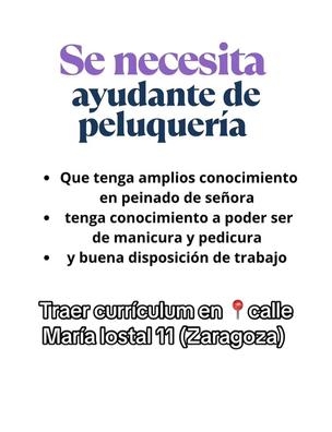 se necesita peluquera o ayudante