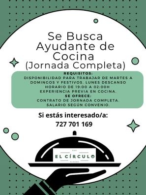 Ayudante de cocina en ALOSNO (Huelva)
