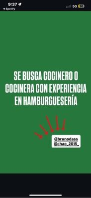 SE NECESITA COCINERO CON EXPERENCIA