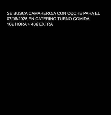 Camarero/a con coche 07/06/2025