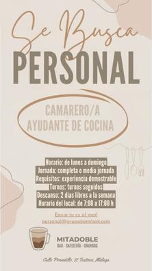 Camarero/ra Y Ayudante de cocina