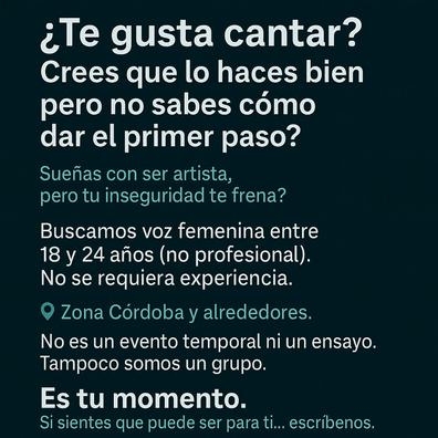 Casting vocal femenino – Zona Córdoba