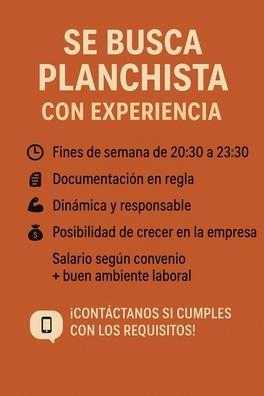 Planchista con experiencia en Vecindario
