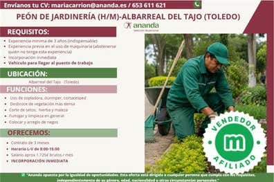 PEÓN DE JARDINERÍA (H/M)-TOLEDO
