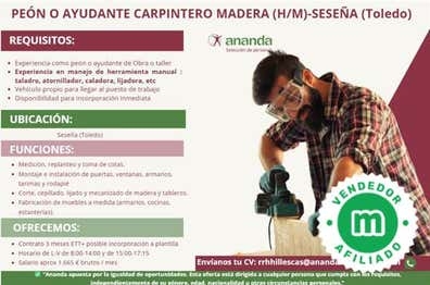 PEÓN-AYUDANTE CARPINTERO MADER (H/M)-TOL
