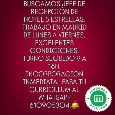 Jefe de recepción de hotel 5 estrellas