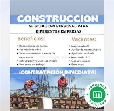 Se necesitan personal para la obra