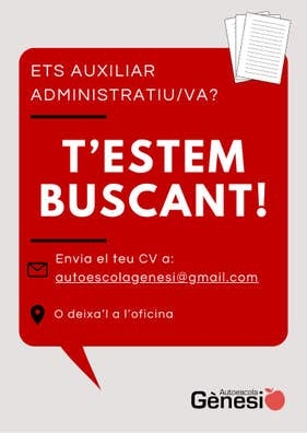 Busquem Auxiliar Administratiu/va!