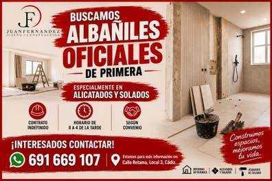 SE NECESITAN ALBAÑILES OFICIALES DE 1°