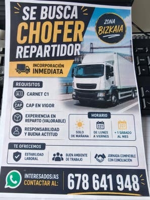 se buscan chóferes repartidores Bizkaia