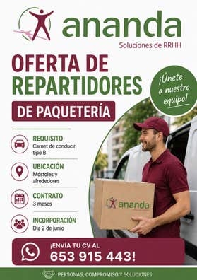 REPARTIDOR/A PAQUETERÍA - MOSTOLES