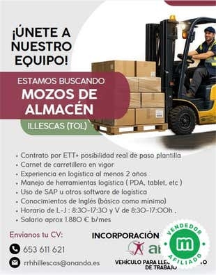MOZO ALMACÉN CARRETILLERO (H/M)-ILLESCAS