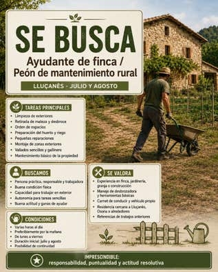 Ayudante de finca / Peón de mantenimient