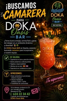 ? ¡BUSCAMOS CAMARERA PARA DOKA Oasis BA