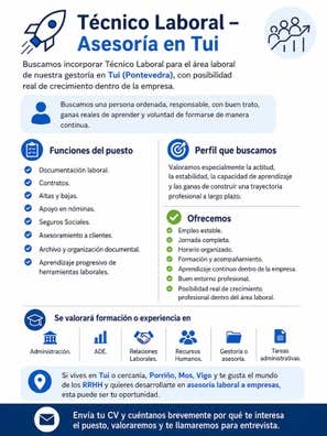 BUSCO TECNICO LABORAL PARA GESTORIA
