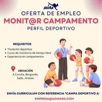 MONITOR/A CAMPAMENTO PERFIL DEPORTIVO