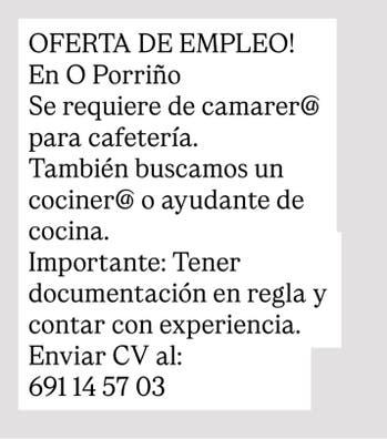 Camarer@ y Ayte de cocina