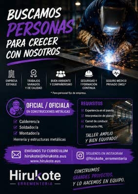 Buscamos oficial 1ª calderería/herrería