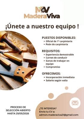 PEÓN CARPINTERÍA/OFICIAL 1ª CARPINTERÍA