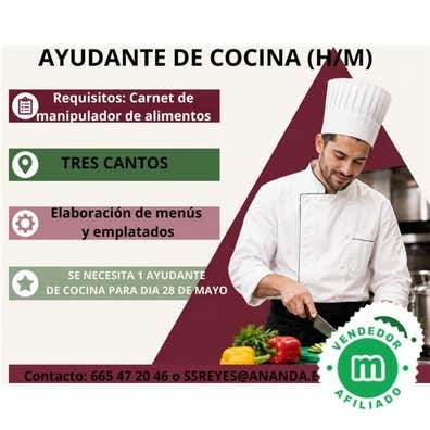AYUDANTE DE COCINA (H/M) TRES CANTOS