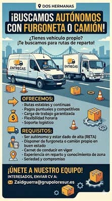 ¡BUSCAMOS AUTÓNOMOS PARA REPARTO