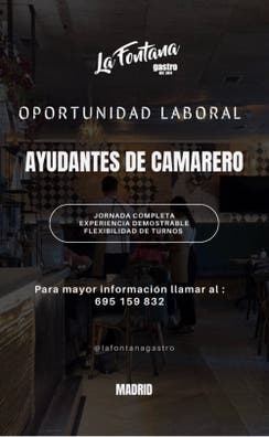 Se busca ayudante de camarero