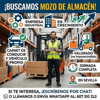 Se busca mozo almacén. Jornada compl