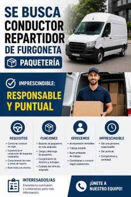 SE BUSCA REPARTIDOR FURGONETA