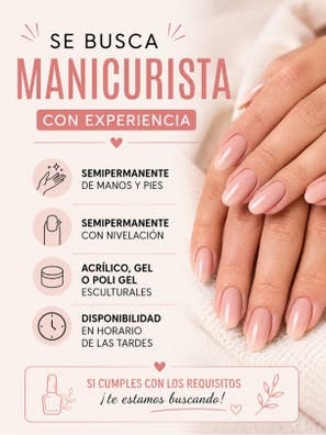 Se busca manicurista con experiencia