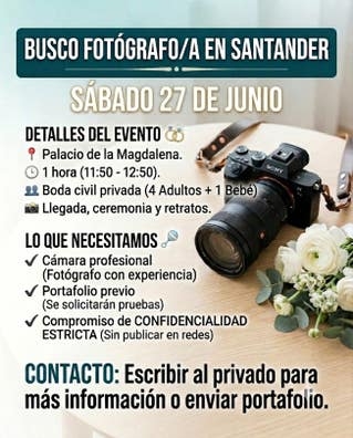 Busco Fotógrafo en Santander