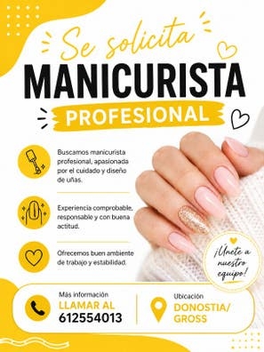 SE SOLICITA MANICURISTA CON EXPERIENCIA