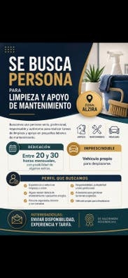 Se busca Persona de limpieza y mantenimi