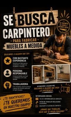 se ofrece trabajo carpintero oficial