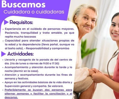 Busco cuidadora o 2 cuidadoras L'Olleria