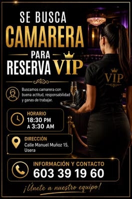 Se busca camarera para bar en usera