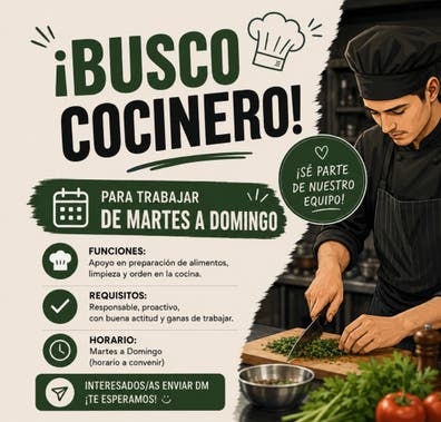 Busco un cocinero en Silla (Valencia)