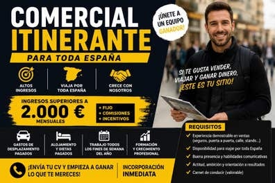 COMERCIAL ITINERANTE PARA TODA ESPAÑA |