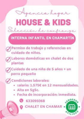 Empleadas Hogar Internas infantiles