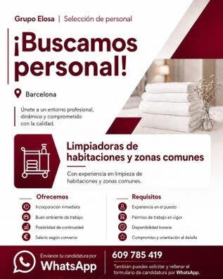 SE SOLICITA PERSONAL DE LIMPIEZA