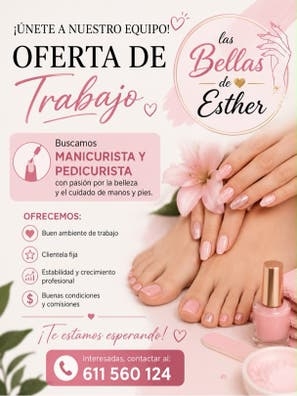 Se ofrece trabajo en salon de uñas.