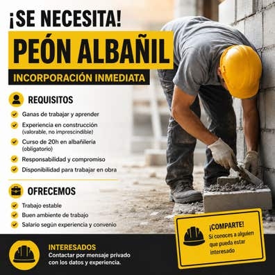 Se necesita peón albañil
